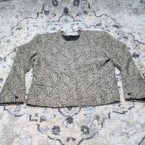Evan Picone Vintage Wool Blend Paisley Brocade Jacket Black Gold Size 10 Lined